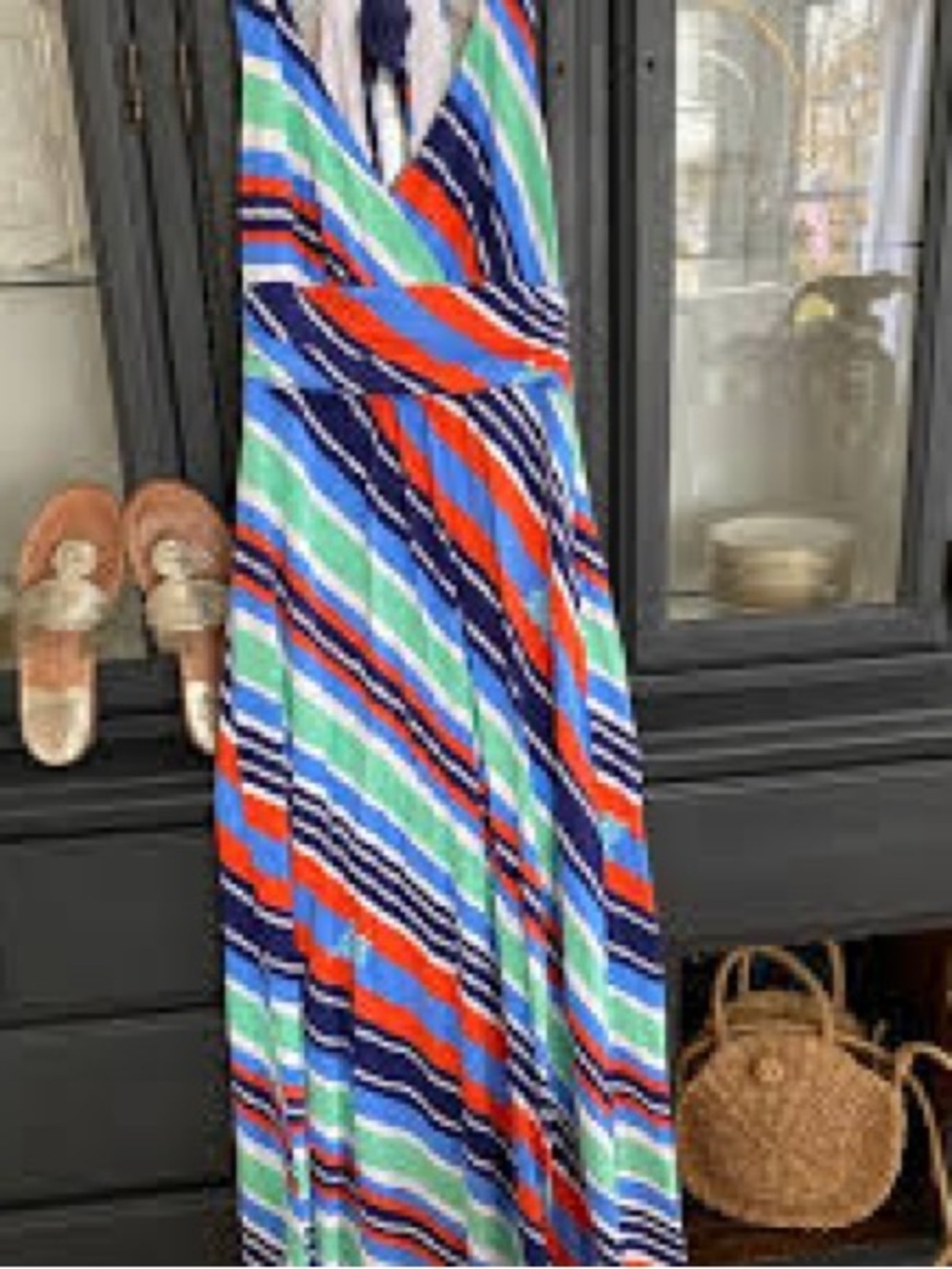 Lilly Pulitzer ~ Overboard Stripe V-Neck Maxi Halter w/Nautical Vibes Small - Picture 5 of 8